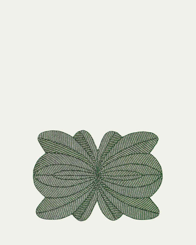 Green Peacock Hand-Beaded Placemat